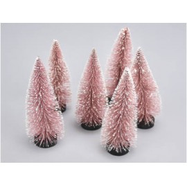 Dekor fenyő pink havas 15cm 6db/csomag