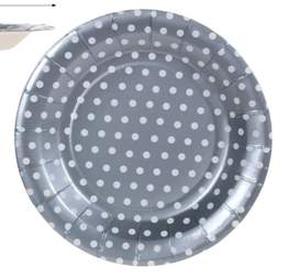 ezüst pöttyös tányér 18 cm-s (6 db)