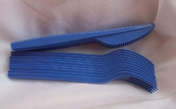 kék evőeszköz szett (10 db kés+10 db villa)